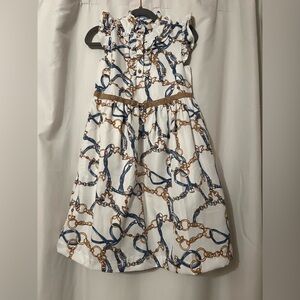 New Janie and Jack Blue and Gold Chain Print Dress